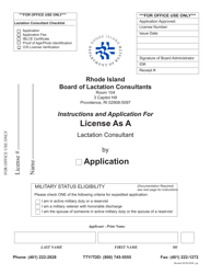 Application for License as a Lactation Consultant - Rhode Island