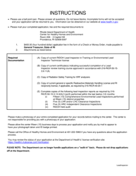 Application for Lead Inspector - Rhode Island, Page 2