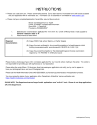 Application for Lead Inspector-In-training - Rhode Island, Page 2