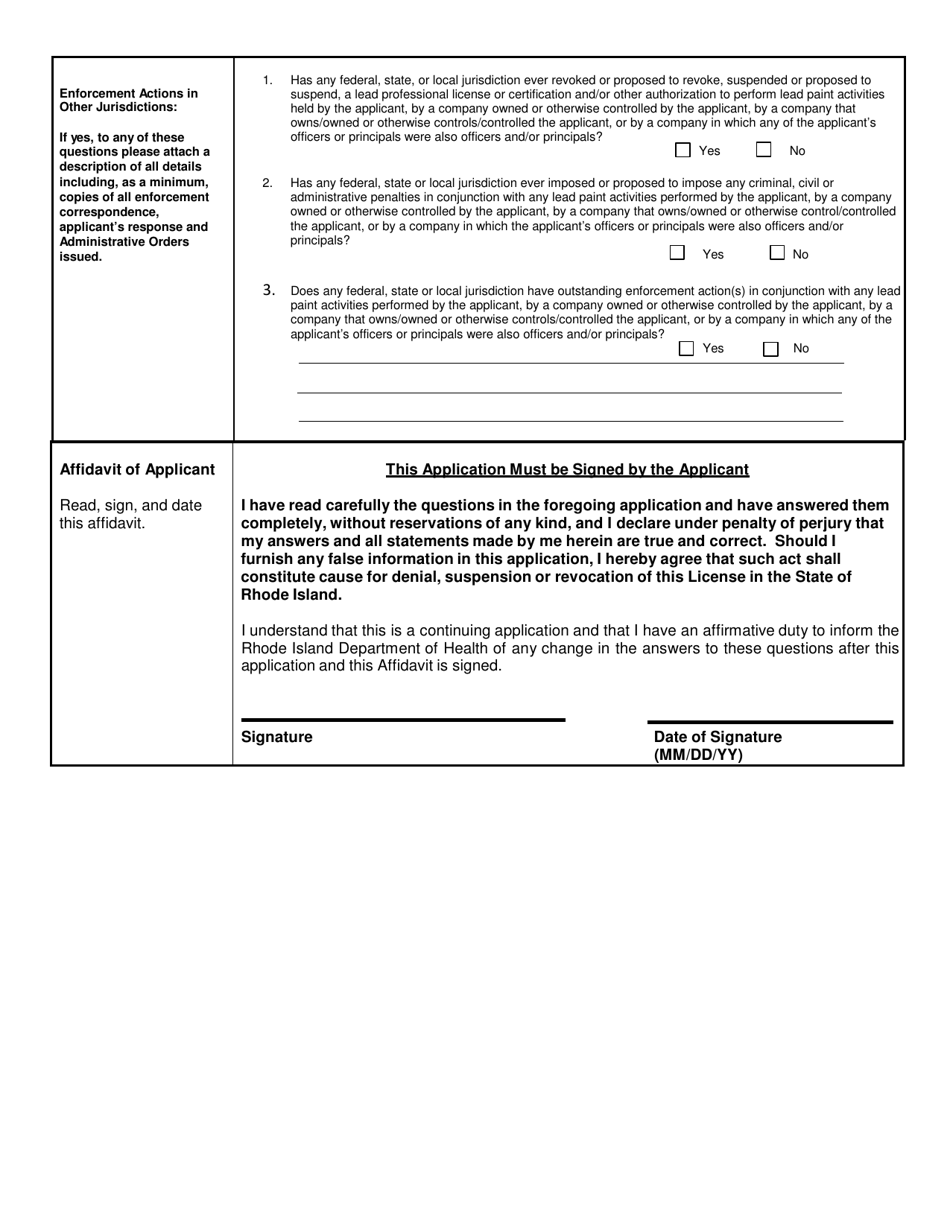 Application for Lead Worker - Rhode Island, Page 4