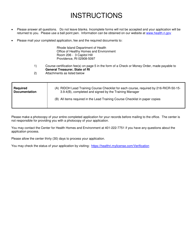 Application for Lead Training Courses - Rhode Island, Page 2