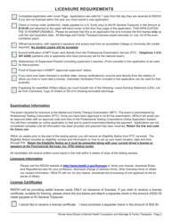Application for License as a Marriage &amp; Family Therapist - Rhode Island, Page 2
