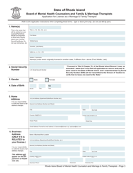 Application for License as a Marriage &amp; Family Therapist - Rhode Island, Page 3