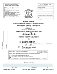 Document preview: Application for License as a Mental Health Counselor - Rhode Island