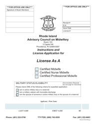 Application for License as a Certified Midwife/Certified Nurse Midwife/Certified Professional Midwife - Rhode Island