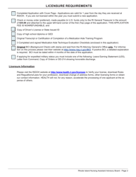 Application for License as a Medication Aide - Rhode Island, Page 2