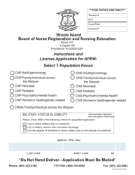 Document preview: License Application for Aprn - Rhode Island