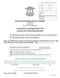 Application for License as a Nursing Assistant - Rhode Island