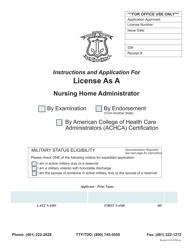 Document preview: Application for License as a Nursing Home Administrator - Rhode Island
