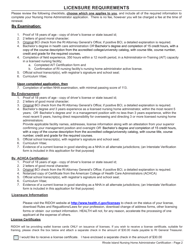 Application for License as a Nursing Home Administrator - Rhode Island, Page 2