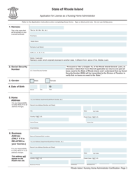 Application for License as a Nursing Home Administrator - Rhode Island, Page 3
