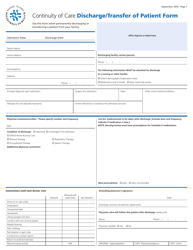 Document preview: Continuity of Care Discharge/Transfer of Patient Form - Rhode Island