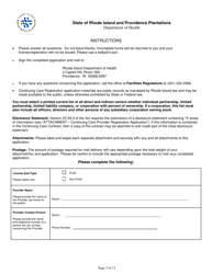 Application for Continuing Care Registration - Rhode Island, Page 2