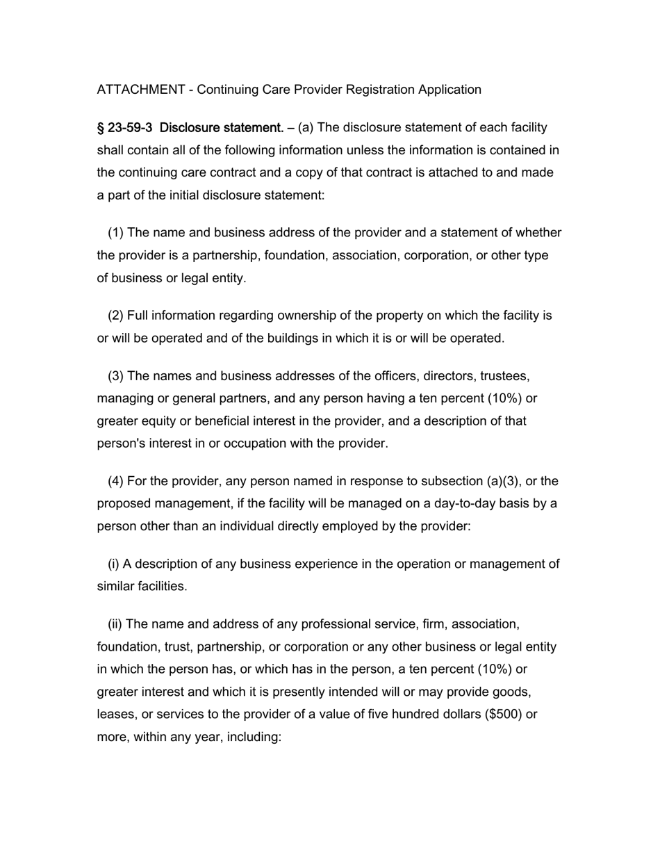 Application for Continuing Care Registration - Rhode Island, Page 6