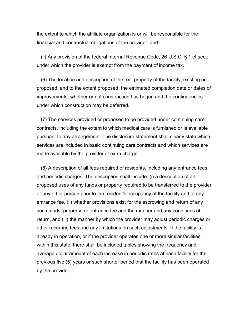 Application for Continuing Care Registration - Rhode Island, Page 8