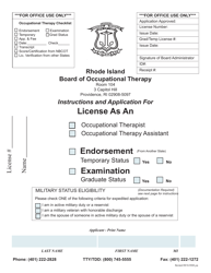 Document preview: Application for License as an Occupational Therapist/Occupational Therapy Assistant - Rhode Island