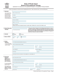 Application for License as an Occupational Therapist/Occupational Therapy Assistant - Rhode Island, Page 3