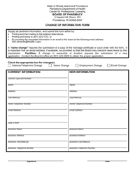Document preview: Change of Information Form - Rhode Island