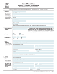 License Application for Optometrist/Optometrist/Glaucoma - Rhode Island, Page 3