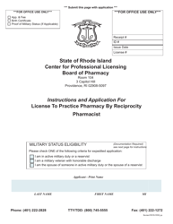 Application for License to Practice Pharmacy by Reciprocity Pharmacist - Pennsylvania