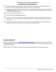 Application for Temporary 90-day License to Practice Pharmacy by License Transfer - Rhode Island, Page 2