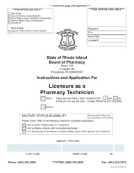 Application for Licensure as a Pharmacy Technician - Rhode Island