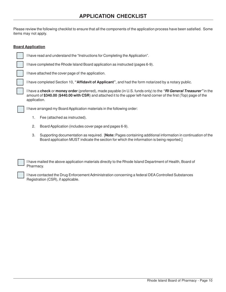 Application for Pharmacy - Nonresident License and Controlled Substances Registration - Rhode Island, Page 10