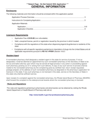 Application for Pharmacy - Non-resident License (Canada) - Rhode Island, Page 2