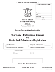 Document preview: Application for Pharmacy - Institutional License and Controlled Substances Registration - Rhode Island