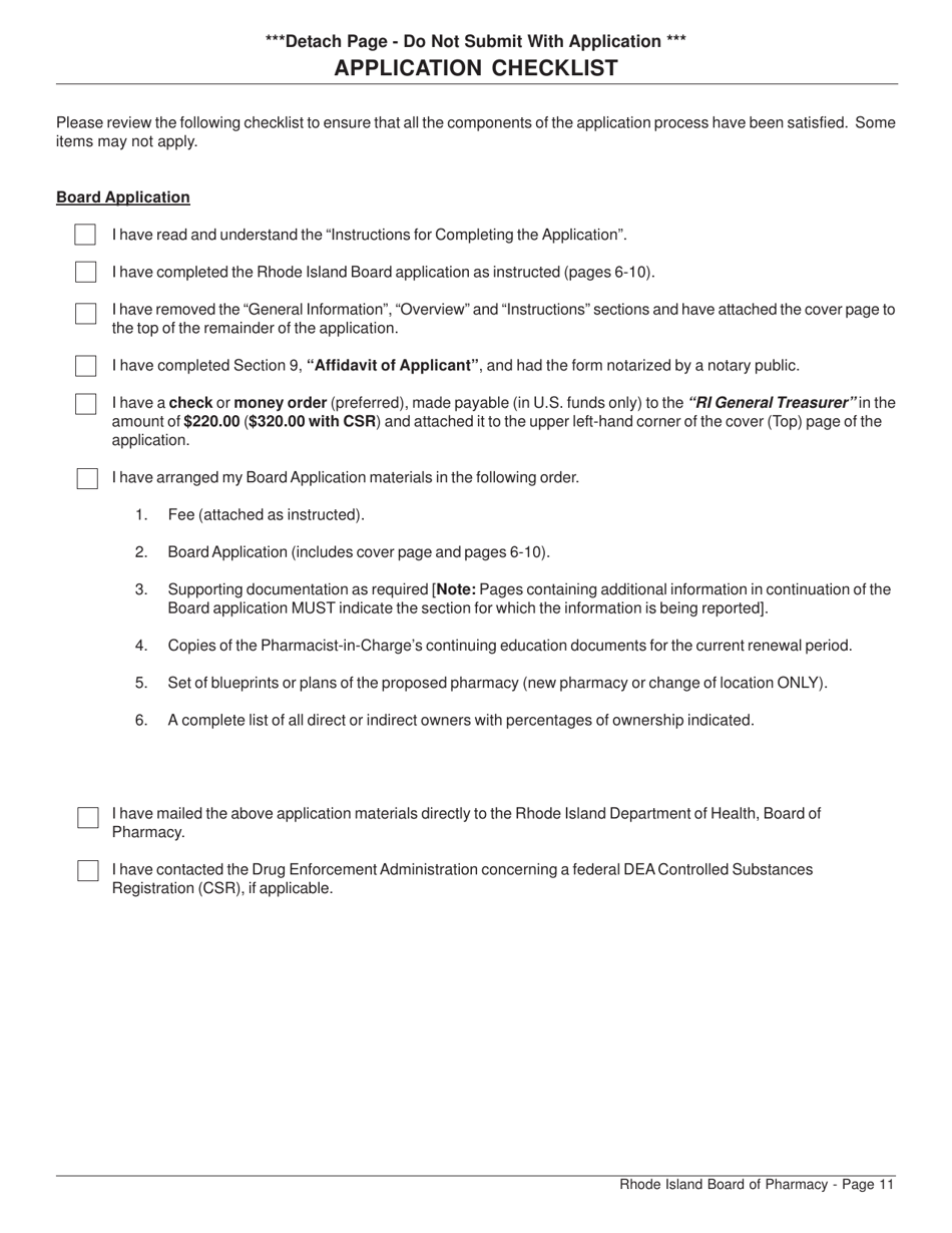 Application for Pharmacy - Institutional License and Controlled Substances Registration - Rhode Island, Page 11