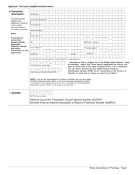 Application for Pharmacy - Institutional License and Controlled Substances Registration - Rhode Island, Page 7