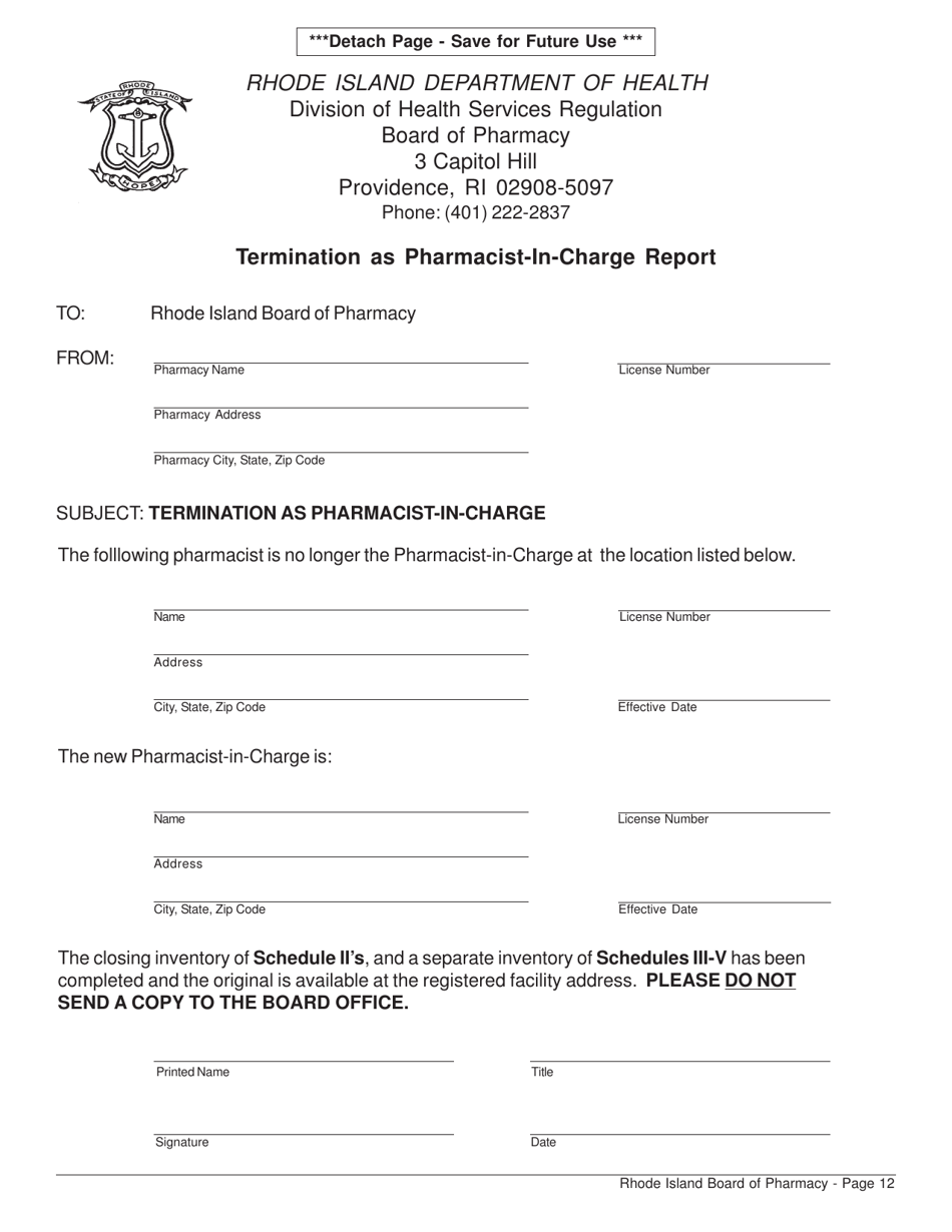 Application for Pharmacy - Retail License and Controlled Substances Registration - Rhode Island, Page 12
