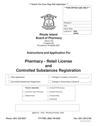 Application for Pharmacy - Retail License and Controlled Substances Registration - Rhode Island