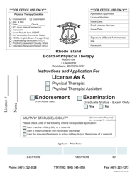 Document preview: Application for License as a Physical Therapist/Physical Therapist Assistant - Rhode Island