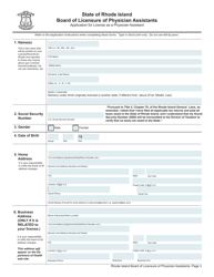 Application for License as a Physician Assistant - Rhode Island, Page 3