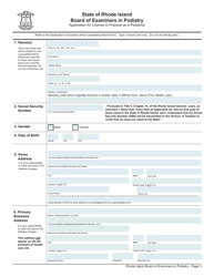 License Application for Podiatrist - Rhode Island, Page 3
