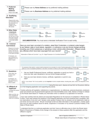 License Application for Podiatrist - Rhode Island, Page 4
