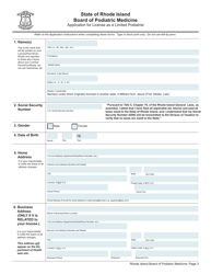 Application for Licensure as a Limited Podiatrist - Rhode Island, Page 3