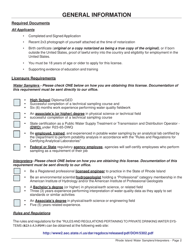 Application for License as a Water Sampler/Water Interpreter - Rhode Island, Page 2