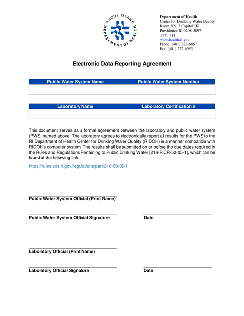 Electronic Data Reporting Agreement Form - Rhode Island Download Pdf