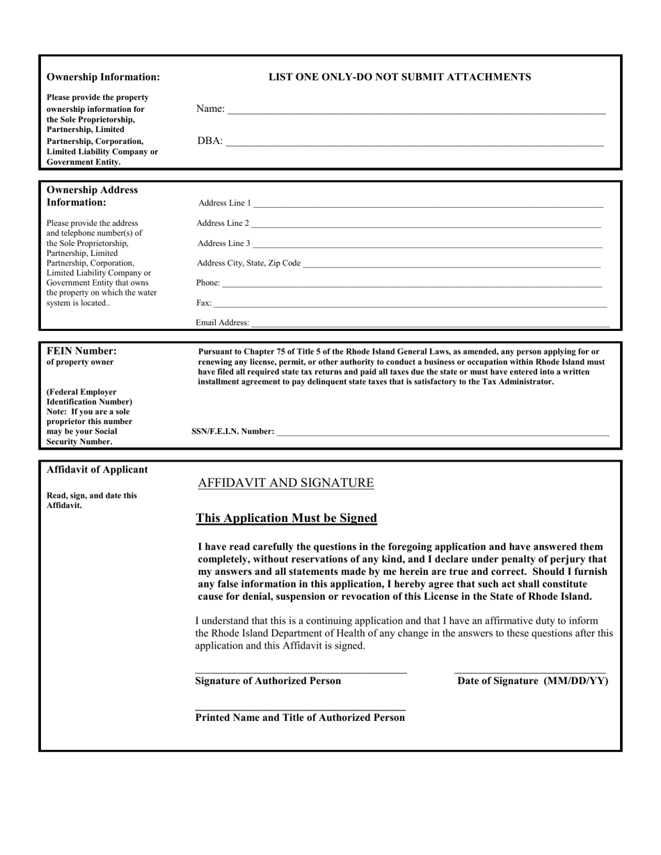Public Water System Application - Rhode Island, Page 4