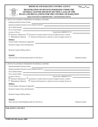Form GEN-4B &quot;Registration of Devices Possessed Under the General License Issued in Section C.4.2(B) of the Rules and Regulations for the Control of Radiation&quot; - Rhode Island