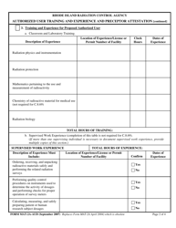 Form MAT-2A-AUD Authorized User Training and Experience and Preceptor Attestation for Uses Defined Under C.8.28, C.8.30, and C.8.38 - Rhode Island, Page 2
