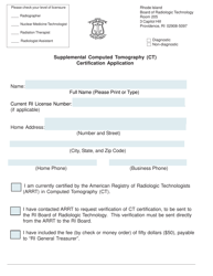 Document preview: Supplemental Computed Tomography (Ct) Certification Application Form - Rhode Island