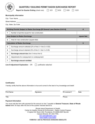 Form RA-1 &quot;Quarterly Building Permit Radon Surcharge Report&quot; - Rhode Island