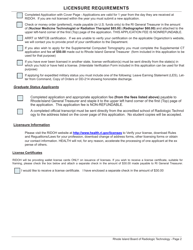Application for License as a Radiographer, Nuclear Medicine Technologist or Radiation Therapist - Rhode Island, Page 2