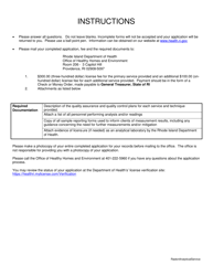 Application for Radon Analytical Services - Rhode Island, Page 2