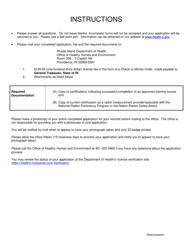 Application for Radon Inspector - Rhode Island, Page 2