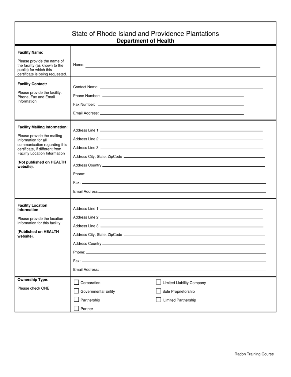 Application for Radon Training Courses - Rhode Island, Page 3