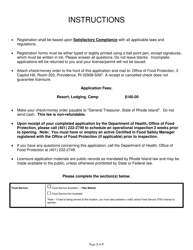 Application for Resort, Lodging, Camp - Rhode Island, Page 2